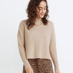 Madewell Cashmere Ribbed Mockneck Pullover Sweater